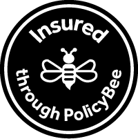 PolicyBee website badge (black)