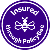 PolicyBee website badge (purple)