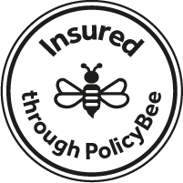 PolicyBee website badge (white)