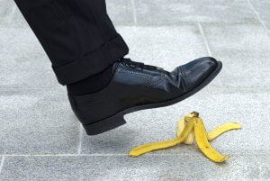 Man stepping on banana peel_Image used under license from Shutterstock Man stepping on banana peel_Image used under license from Shutterstock