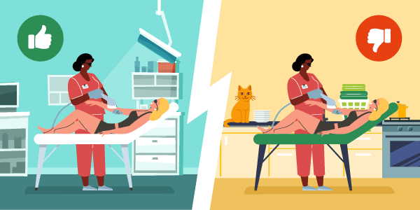 Aesthetics from home comparison graphic: good vs bad