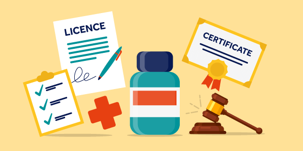 Icons around a Botox vial represent different layers of Botox regulations in the UK