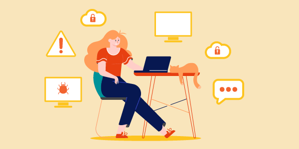 A small business owner reviewing and managing their cybersecurity risks